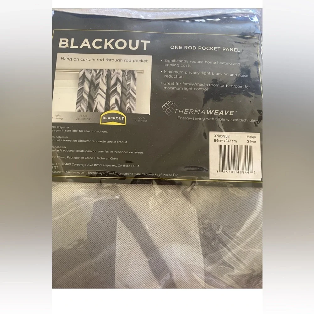 Haley Thermaweave Blackout Curtain Panel - Eclipse Sz 37x95 Haley Silver Single